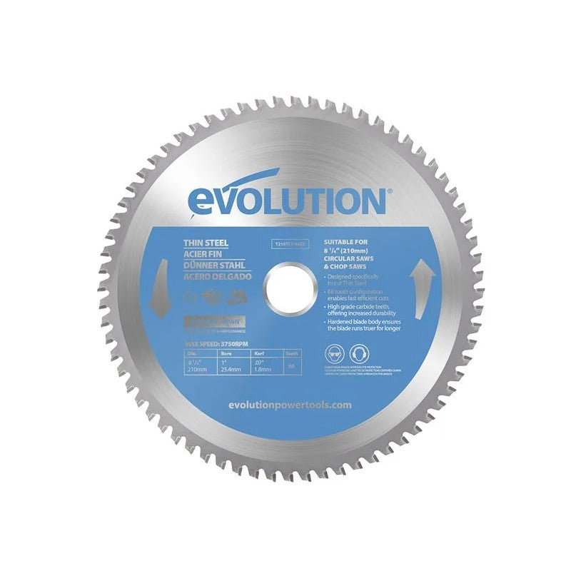 Evolution Thin Steel Cutting Circular Saw Blade 210 x 25.4 x 68T - T210TCT-68CS