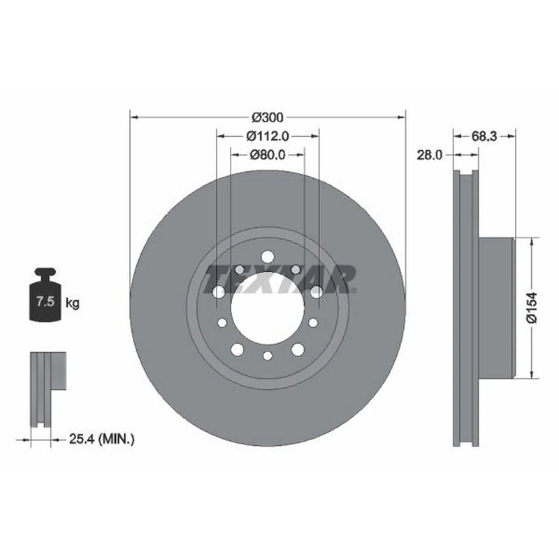 Textar 2 x Internally Vented Front Brake Discs 92032500