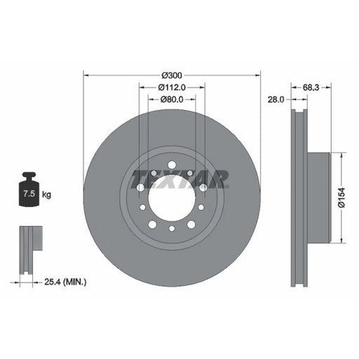 Textar 2 x Internally Vented Front Brake Discs 92032500