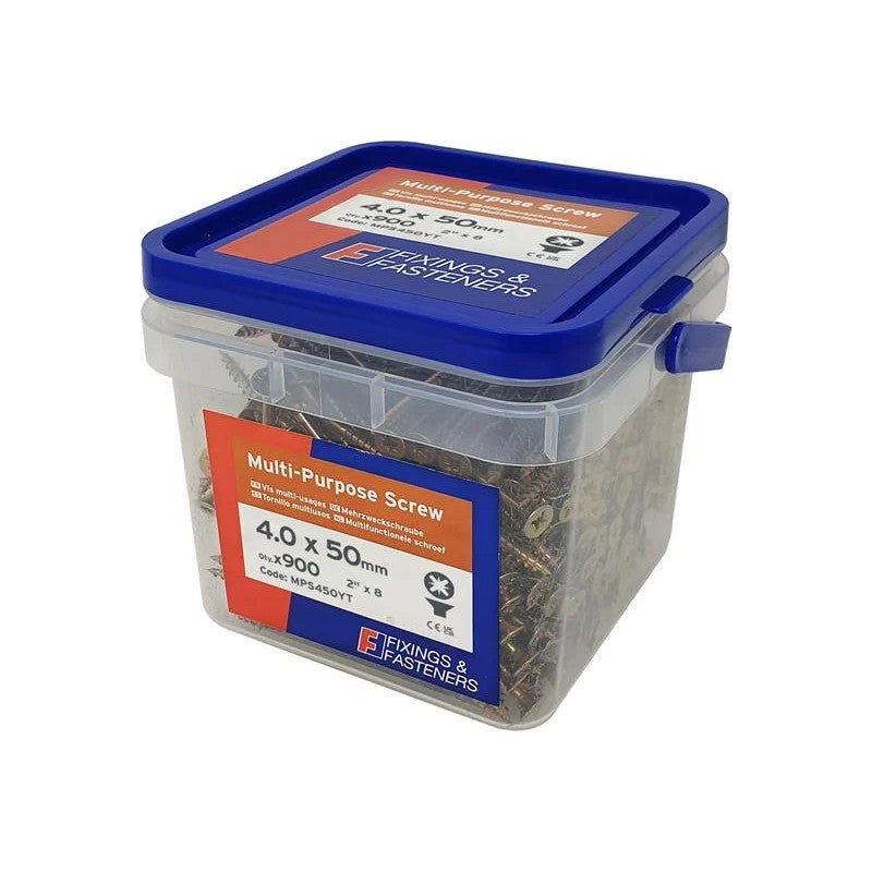 ForgeFix Multi-Purpose Pozi Compatible Screw CSK ST ZYP 4.0 x 50mm Tub 900