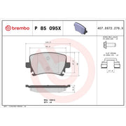 Brembo 4 x Rear Brake Pad Set P85095X