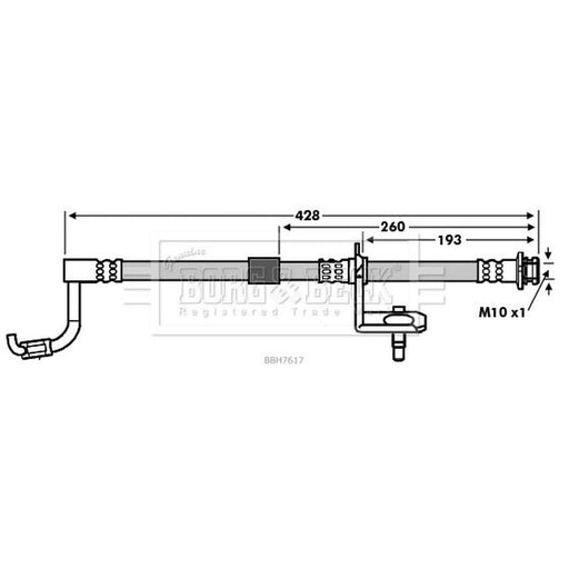 Borg & Beck Brake Hydraulic Hose Line Front Right BBH7617