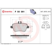 Brembo 4 x Rear Brake Pad Set P50091