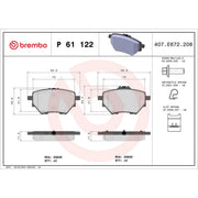 Brembo 4 x Rear Brake Pad Set P61122