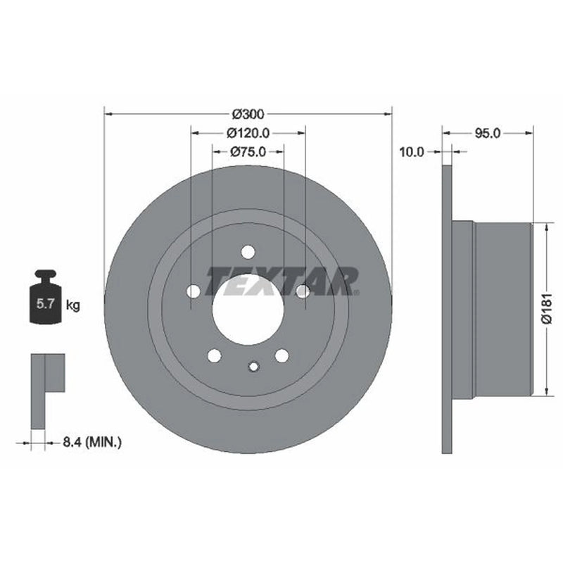 Textar 2 x Solid Rear Brake Discs 92067500