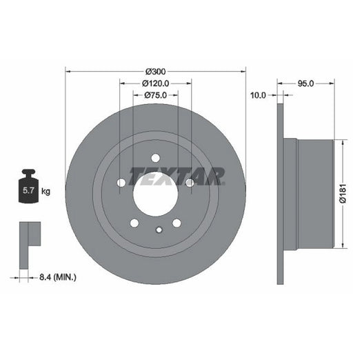 Textar 2 x Solid Rear Brake Discs 92067500