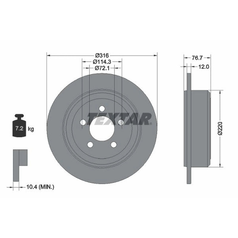 Textar 2 x Solid Rear Brake Discs 92202703