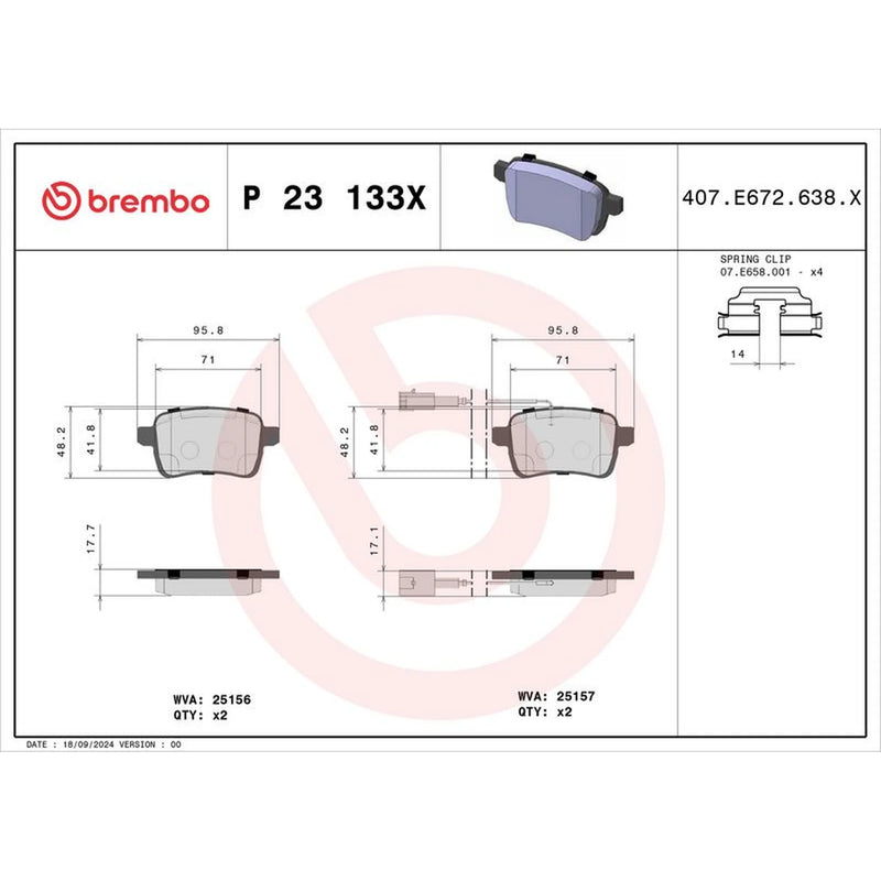 Brembo Rear Brake Pad Set P23133X