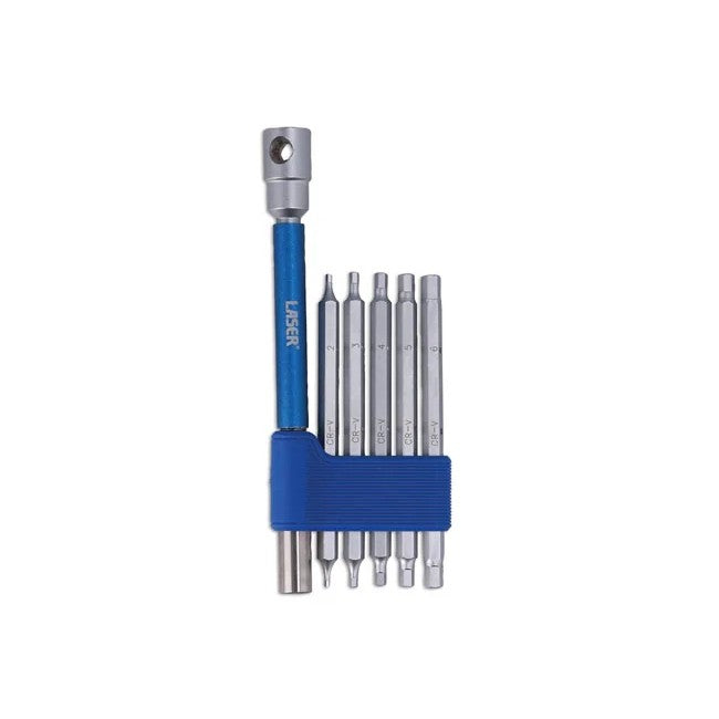 Laser Tools Interchangeable 3-Way T-Handle Spinner & Hex Bit Set - 6pc - PL