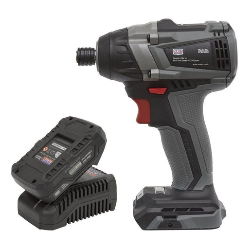 Sealey Brushless Impact Driver Kit 1/4" Hex 20V 2Ah SV20 Series CP20VIDXKIT1 Sealey  - Town Parts