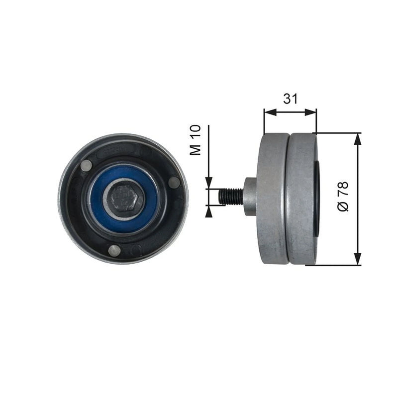 Gates V-Ribbed Belt Deflection/Guide Pulley T36510