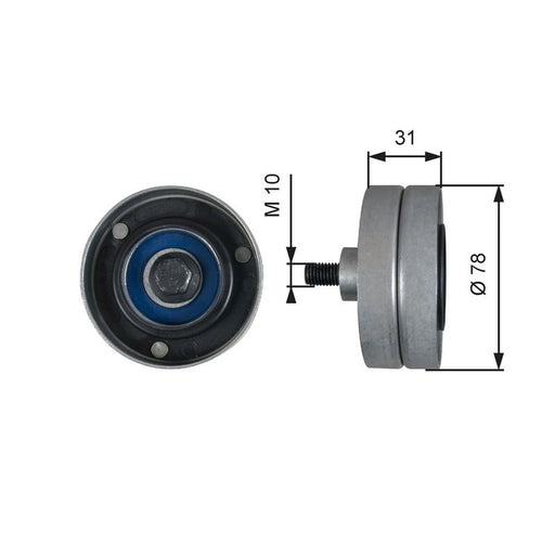 Gates V-Ribbed Belt Deflection/Guide Pulley T36510