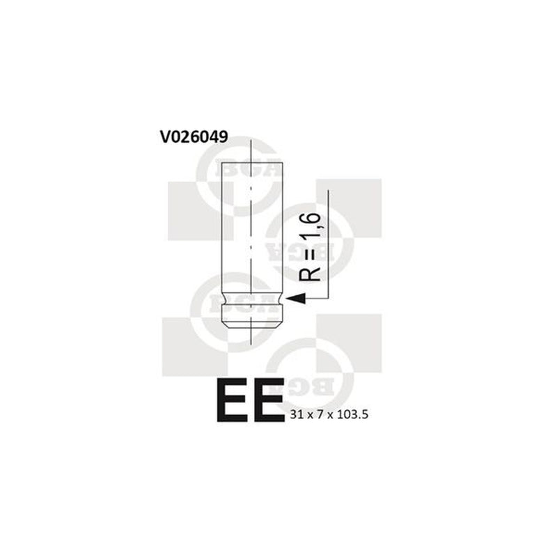 BGA Engine Exhaust Valve 31mm Head V026049