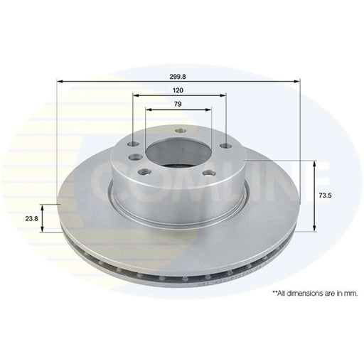 Comline 2 x Internally Vented Front Brake Discs ADC1728V