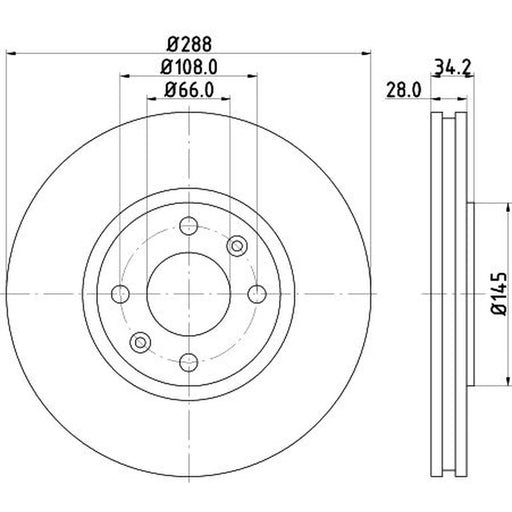 DON 2 x Externally Vented Front Brake Discs PCD12092