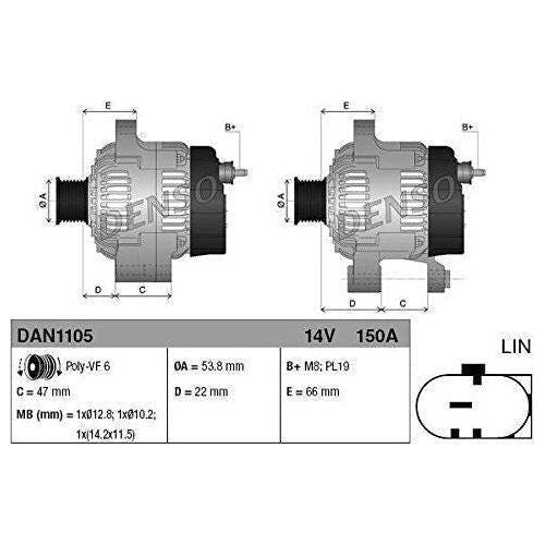 Denso Alternator DAN1105 Denso  - Town Parts