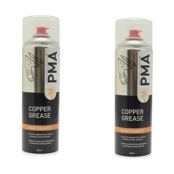 2x PMA Copper Grease High Temperature Aerosol Maintenance Spray 500ml COPGR PMA  - Town Parts