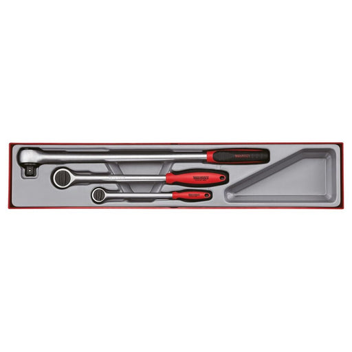 Teng Tools Long Arm Ratchet Set TTX4 3 Pieces 1/4" 3/8" 1/2" Drive