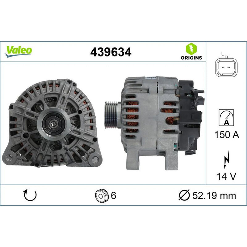 Valeo Car Alternator 12V 439634