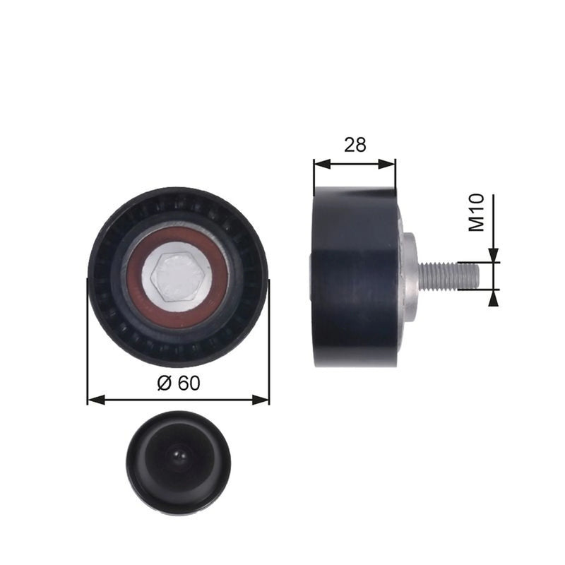 Gates V-Ribbed Belt Deflection/Guide Pulley T36384
