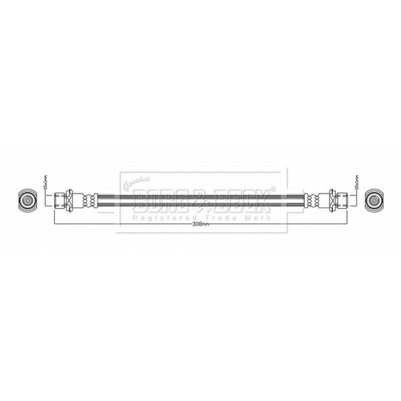 Borg & Beck Brake Hydraulic Hose Line Rear Left BBH8148