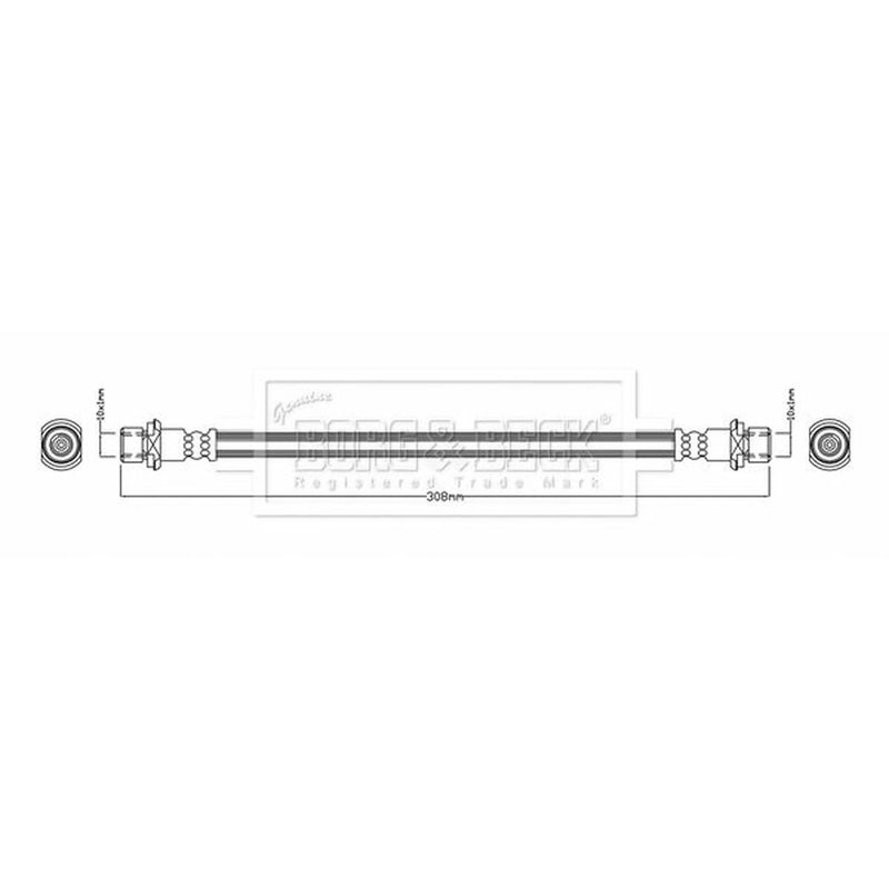 Borg & Beck Brake Hydraulic Hose Line Rear Left BBH8148