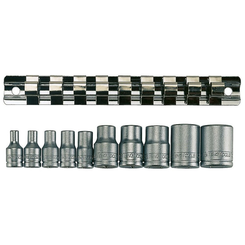Teng Tools Socket Clip Rail Set 10 Pieces 1/4" & 3/8" Drive