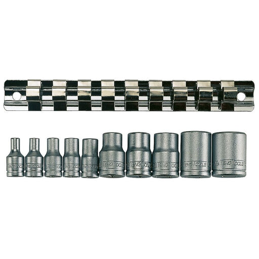 Teng Tools Socket Clip Rail Set 10 Pieces 1/4" & 3/8" Drive
