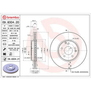 Brembo 2 x Internally Vented Front Brake Discs 09.8304.21