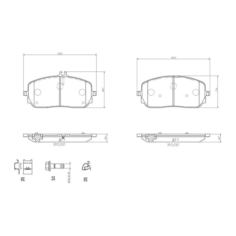 Brembo 4 x Front Brake Pad Set P50152