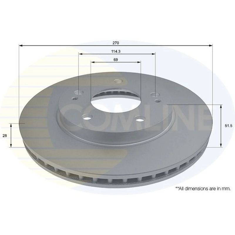 Comline 2 x Internally Vented Front Brake Discs ADC2807V