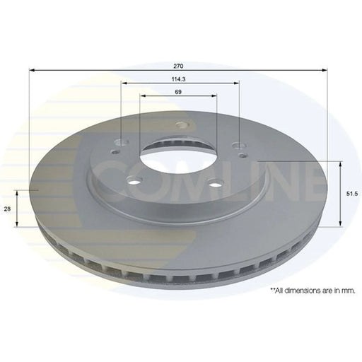 Comline 2 x Internally Vented Front Brake Discs ADC2807V