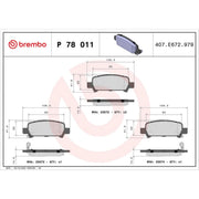 Brembo 4 x Rear Brake Pad Set P78011