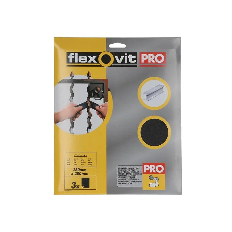 Flexovit Emery Cloth Sanding Sheets 230 x 280mm Fine 120G (3) - 63642526306