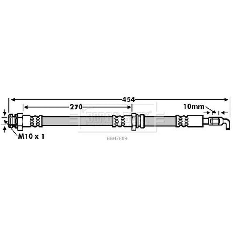 Borg & Beck Brake Hydraulic Hose Line Front Left BBH7809