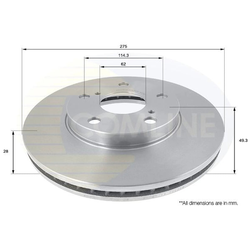 Comline 2 x Front Brake Discs ADC01143V