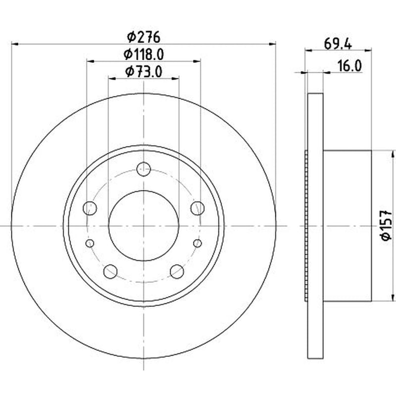 DON 2 x Solid Rear Brake Discs PCD18102