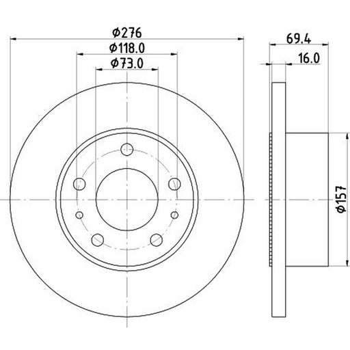 DON 2 x Solid Rear Brake Discs PCD18102