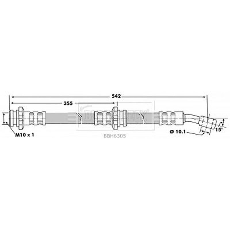 Borg & Beck Brake Hydraulic Hose Line Front Left BBH6305