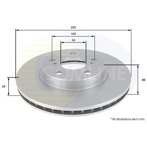 Comline 2 x Internally Vented Front Brake Discs ADC0181V