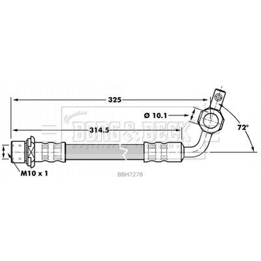 Borg & Beck Brake Hydraulic Hose Line Front Left BBH7278