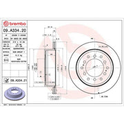 Brembo 2 x Internally Vented Rear Brake Discs 09.A334.21