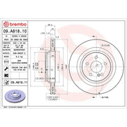 Brembo 2 x Internally Vented Rear Brake Discs 09.A818.11