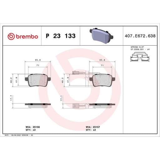 Brembo Rear Brake Pad Set P23133