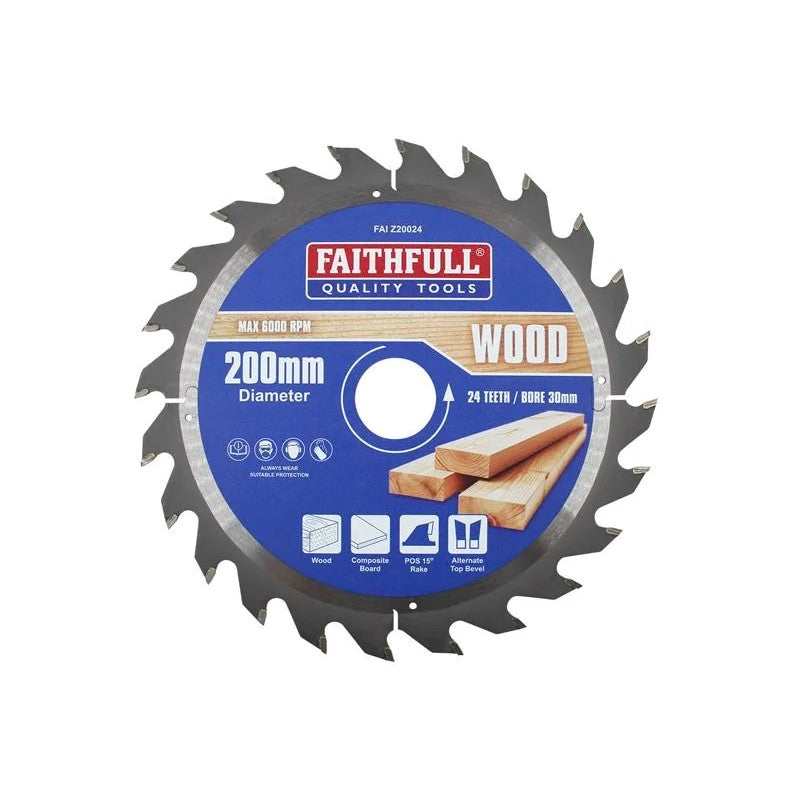 Faithfull TCT Circular Saw Blade 200 x 30mm x 24T POS - FAIZ20024