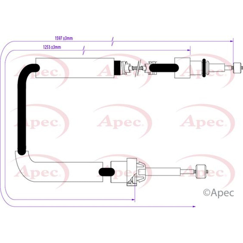 Apec Handbrake Cable Right Rear CAB1338