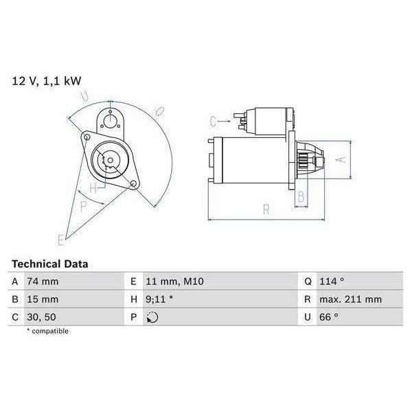 Bosch Reman Starter Motor 1848 0986018480 Bosch  - Town Parts