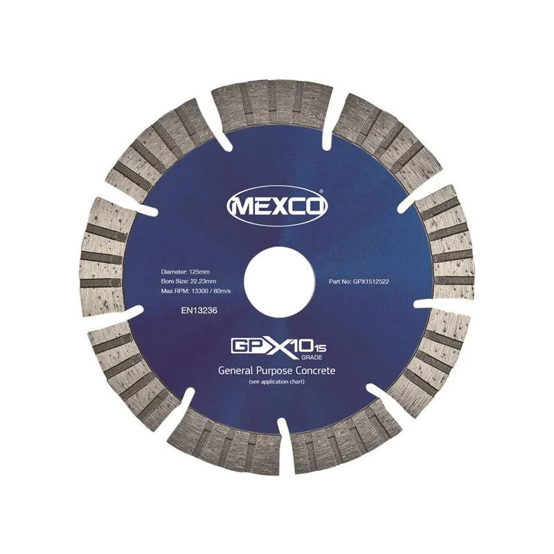 MEXCO GPX10-15 Concrete Diamond Blade 125 x 22mm - GPX1512522