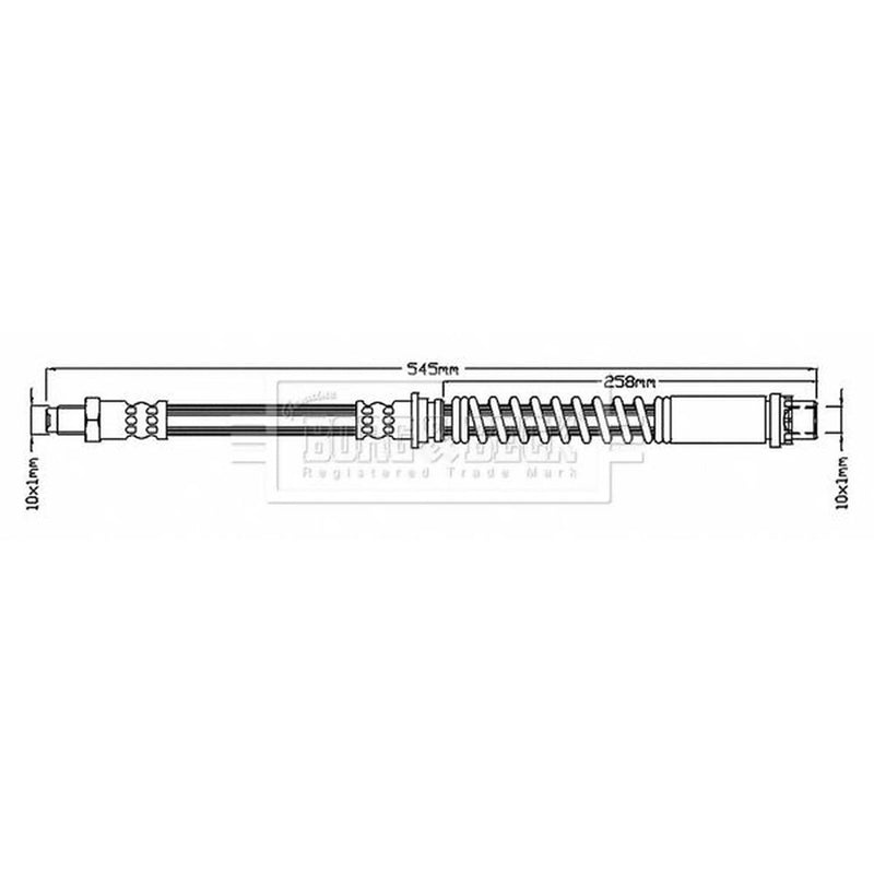Borg & Beck Brake Hydraulic Hose Line Front Left BBH7183