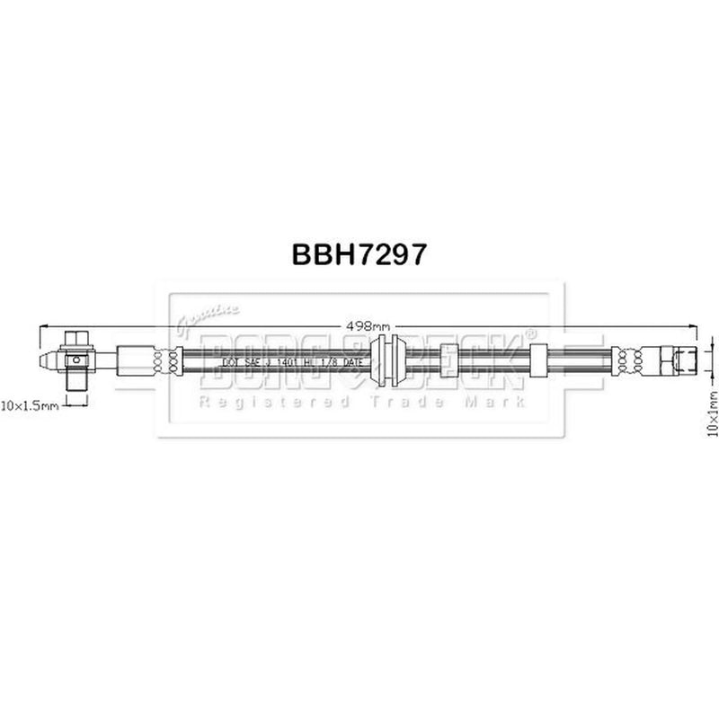 Borg & Beck Brake Hydraulic Hose Line Front Left BBH7297